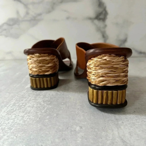Chloe Laia Raffia-trimmed Mules - Picture 3 of 8